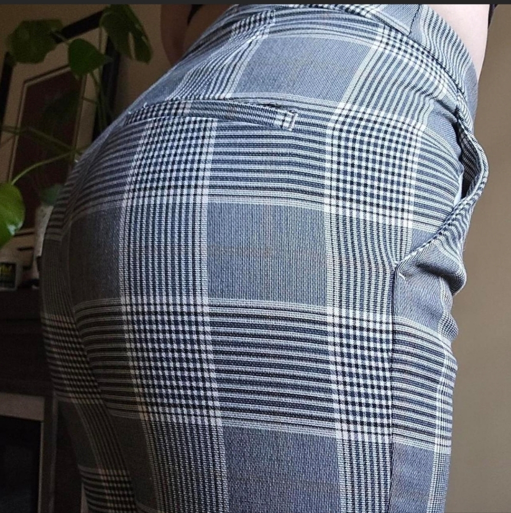 H&M Size 2 Plaid Trouser Pants Black/Gray/White